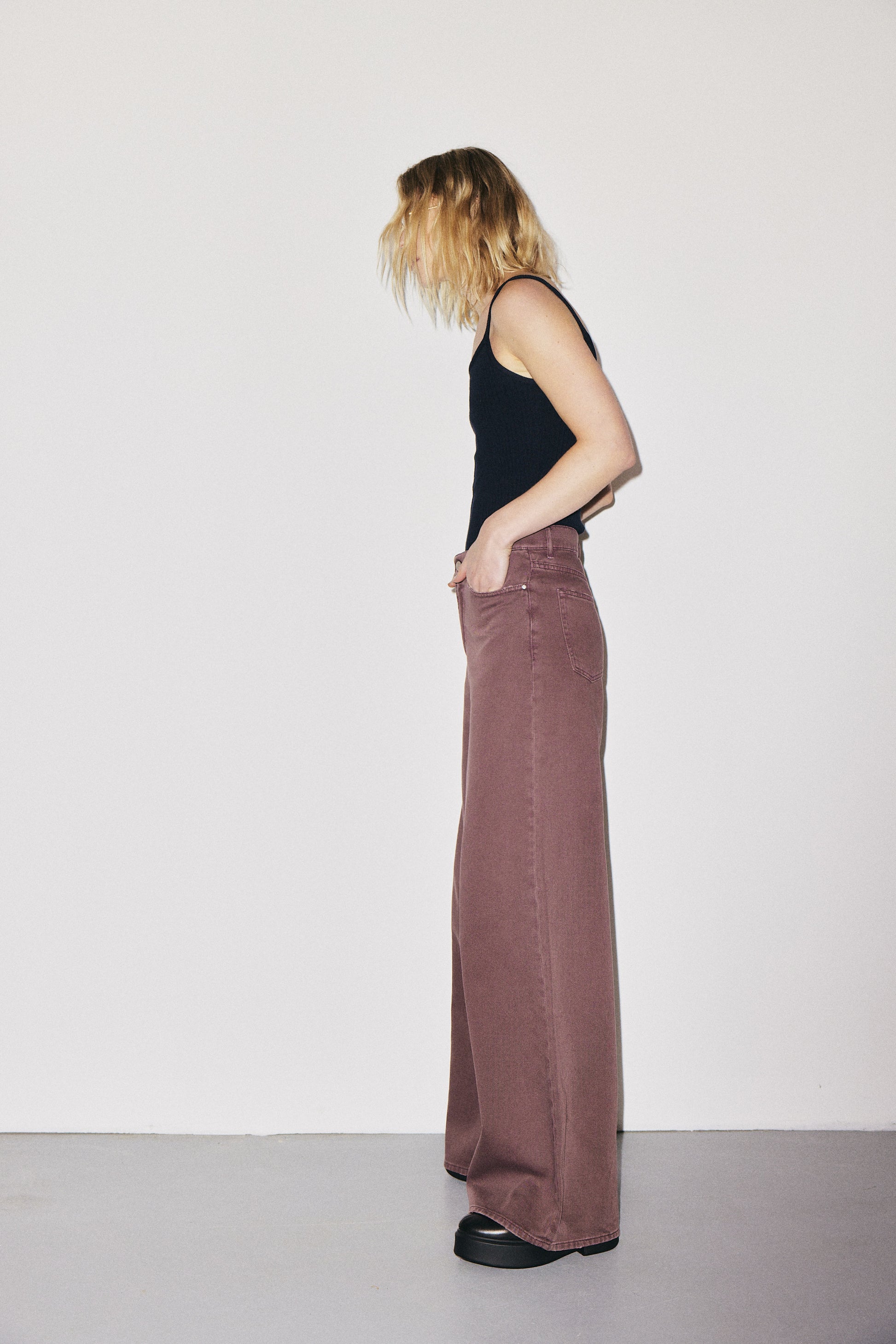 Boyish 3x1 NYC high-rise wide-leg jeans with five-pocket design, cocoa powder wash — photo 3