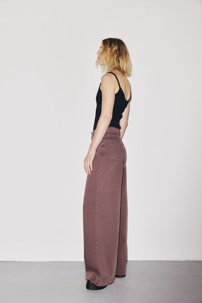 Boyish 3x1 NYC high-rise wide-leg jeans with five-pocket design, cocoa powder wash — photo 4