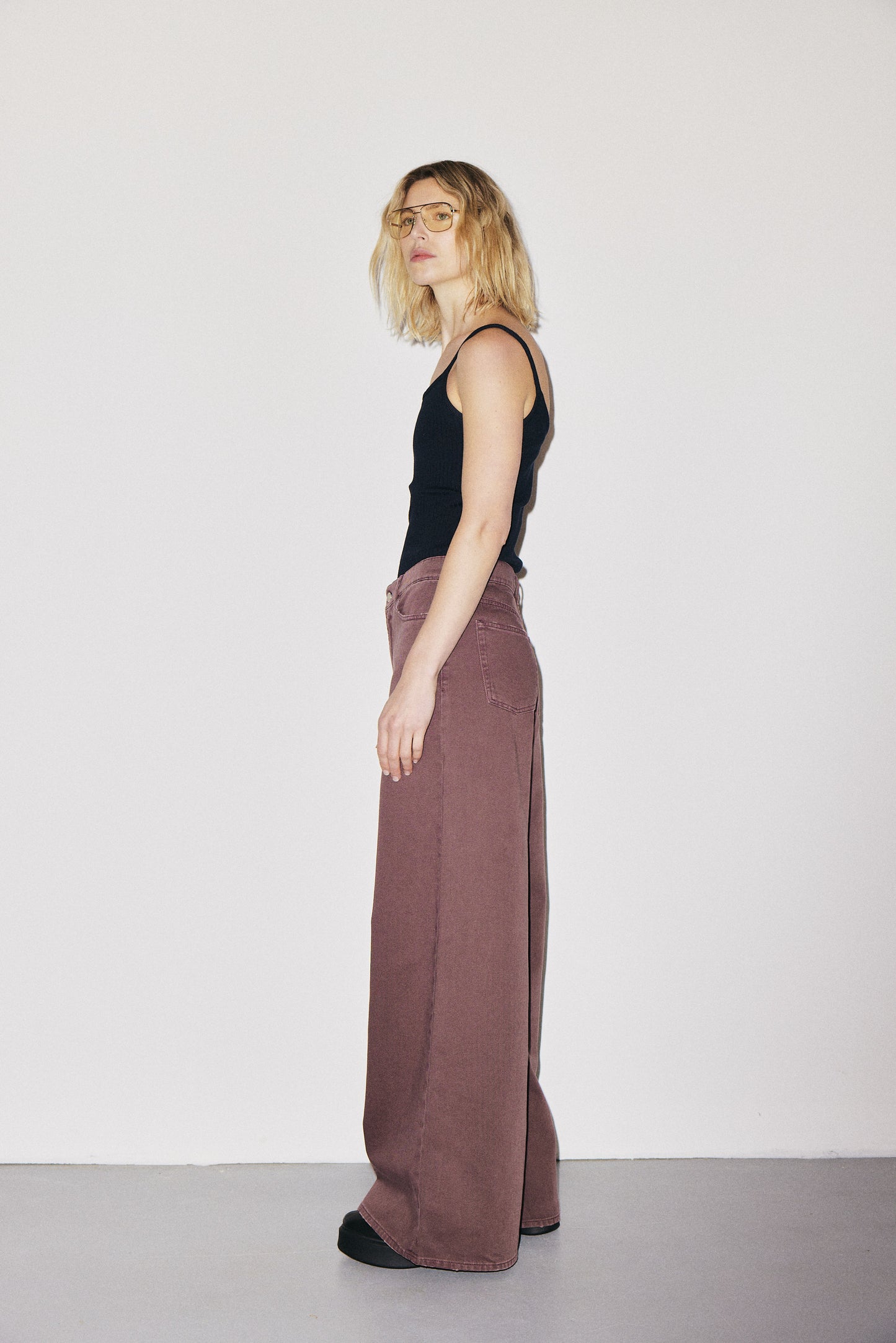 Boyish 3x1 NYC high-rise wide-leg jeans with five-pocket design, cocoa powder wash — photo 5