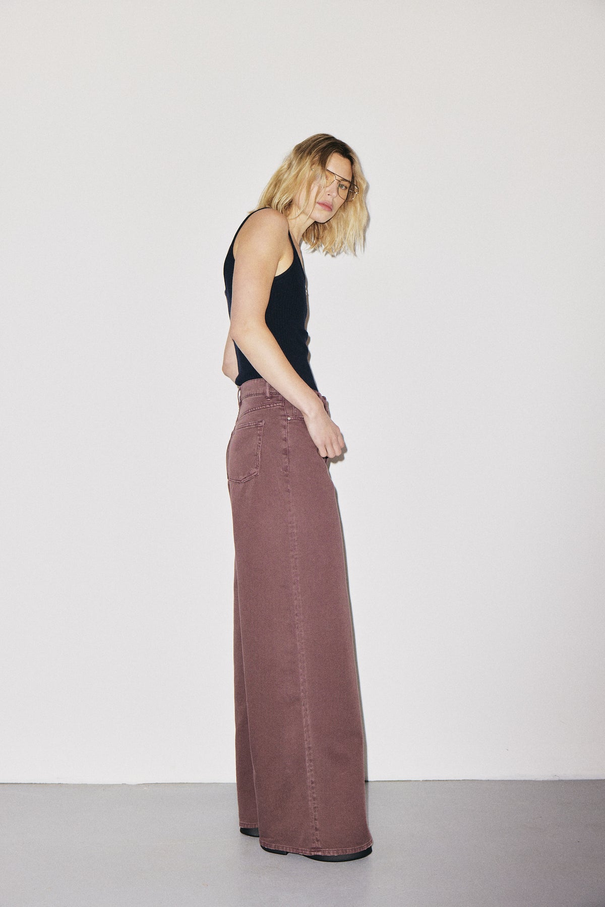 Boyish 3x1 NYC high-rise wide-leg jeans with five-pocket design, cocoa powder wash — photo 7