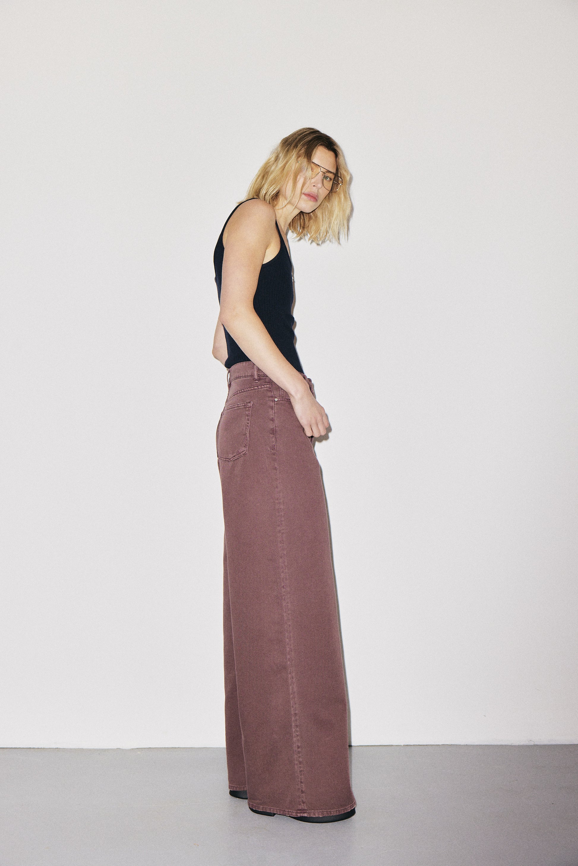 Boyish 3x1 NYC high-rise wide-leg jeans with five-pocket design, cocoa powder wash — photo 7