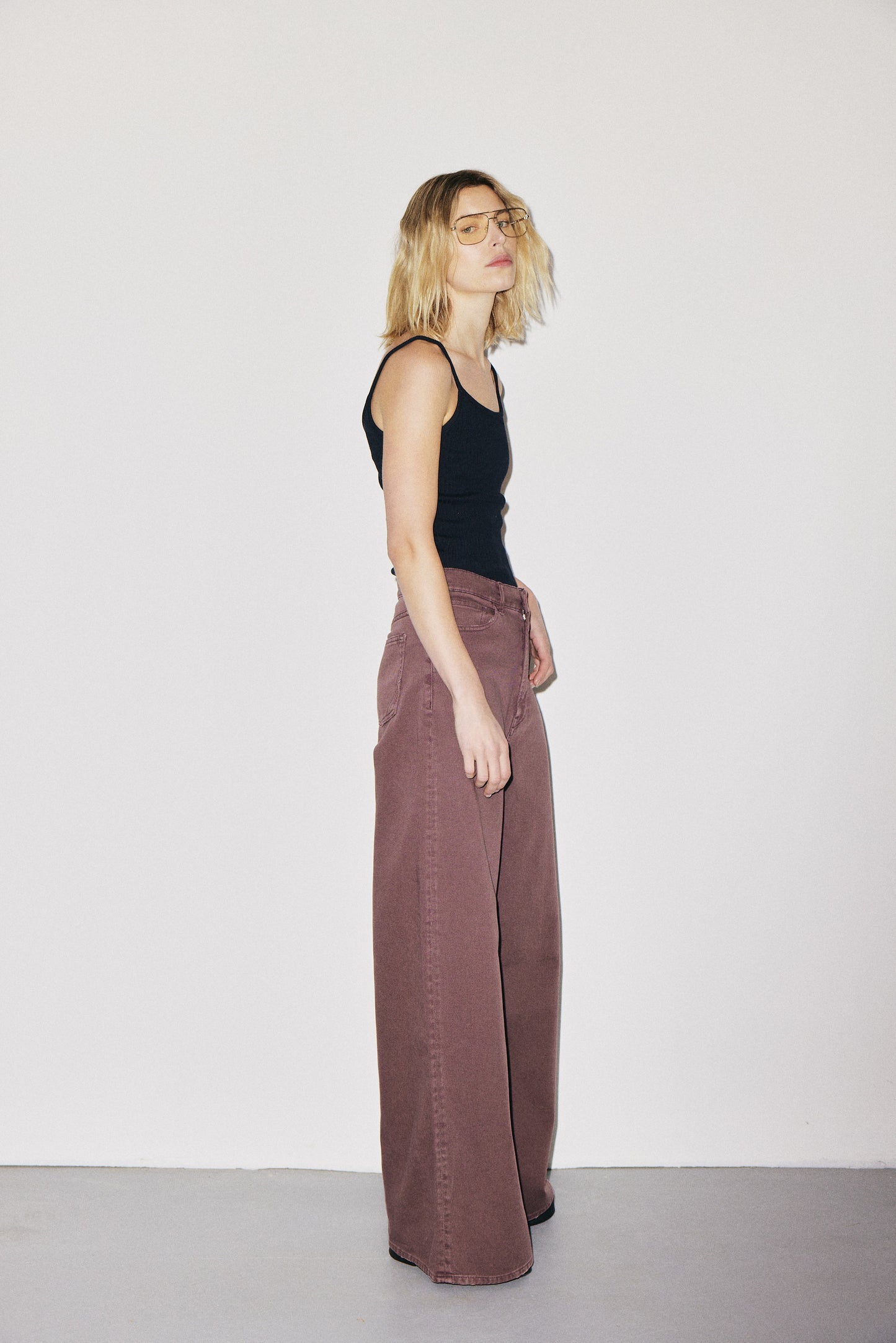 Boyish 3x1 NYC high-rise wide-leg jeans with five-pocket design, cocoa powder wash — photo 9