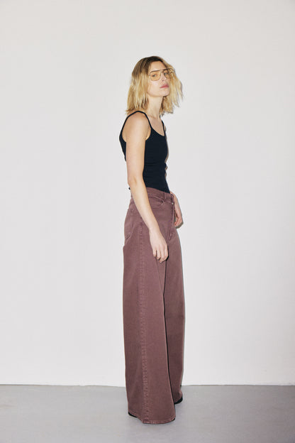 Boyish 3x1 NYC high-rise wide-leg jeans with five-pocket design, cocoa powder wash — photo 9