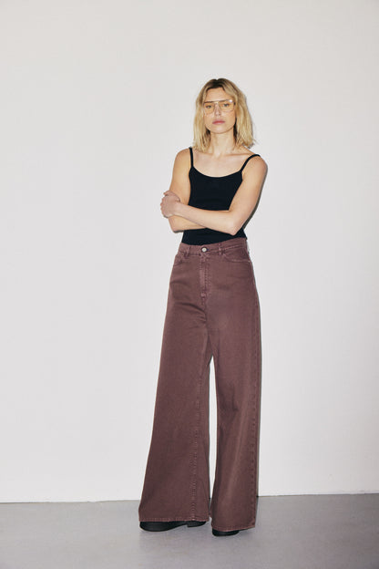 Boyish 3x1 NYC high-rise wide-leg jeans with five-pocket design, cocoa powder wash — photo 10