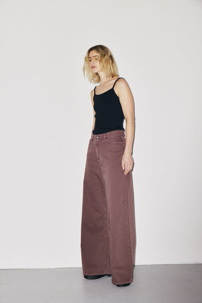 Boyish 3x1 NYC high-rise wide-leg jeans with five-pocket design, cocoa powder wash — photo 2
