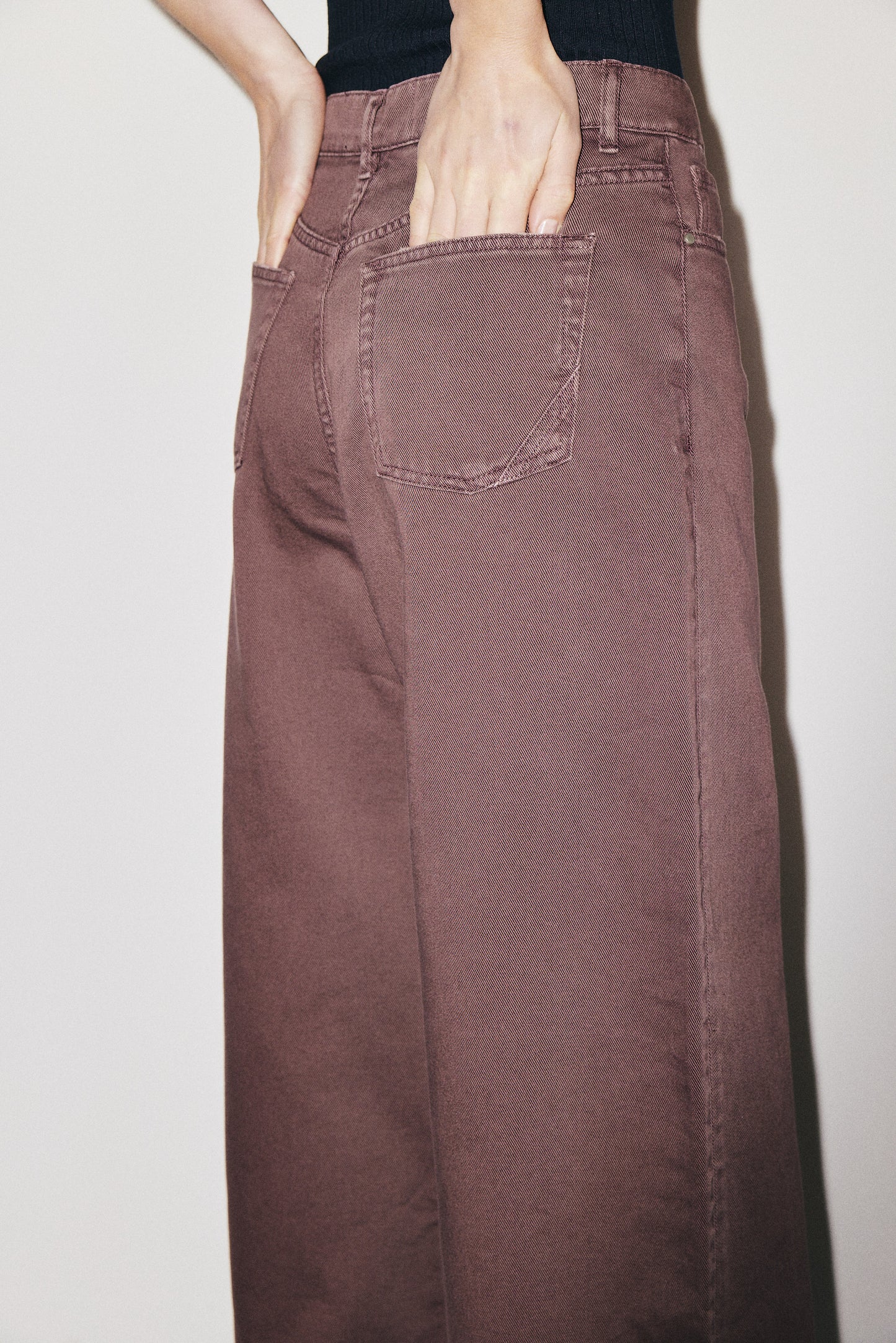 Boyish 3x1 NYC high-rise wide-leg jeans with five-pocket design, cocoa powder wash — photo 12