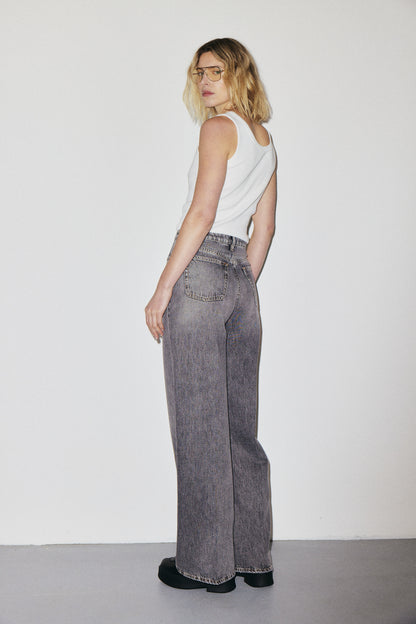 Flip Jean 3x1 NYC high-rise palazzo jeans in 10oz lightweight Italian denim, stone wash — photo 8