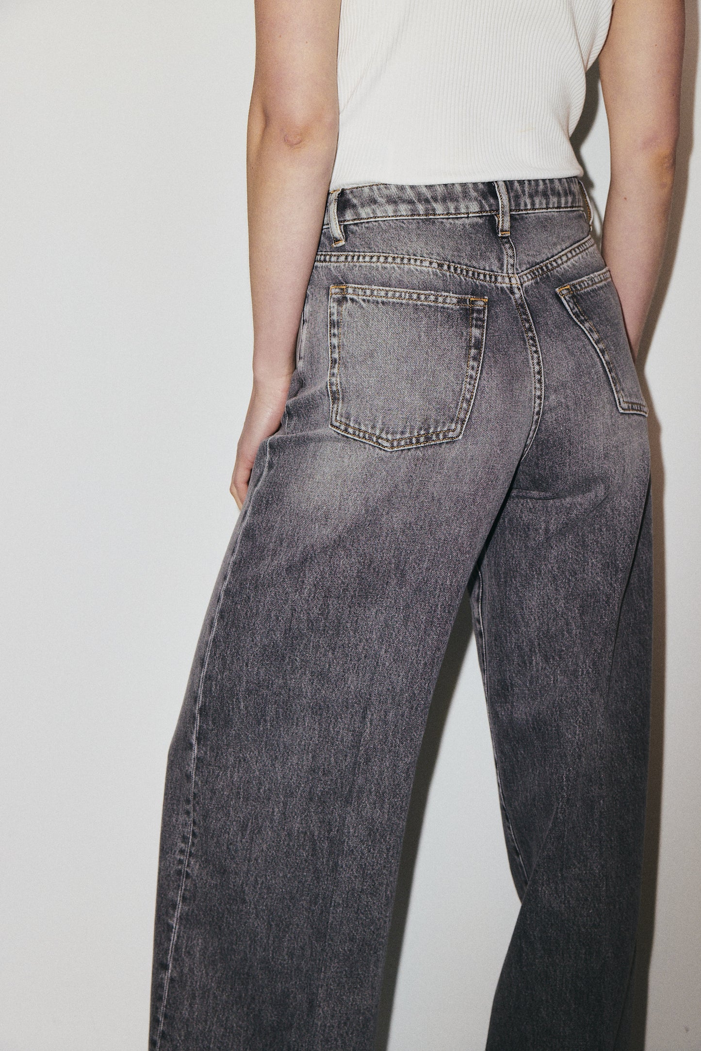 Flip Jean 3x1 NYC high-rise palazzo jeans in 10oz lightweight Italian denim, stone wash — photo 14