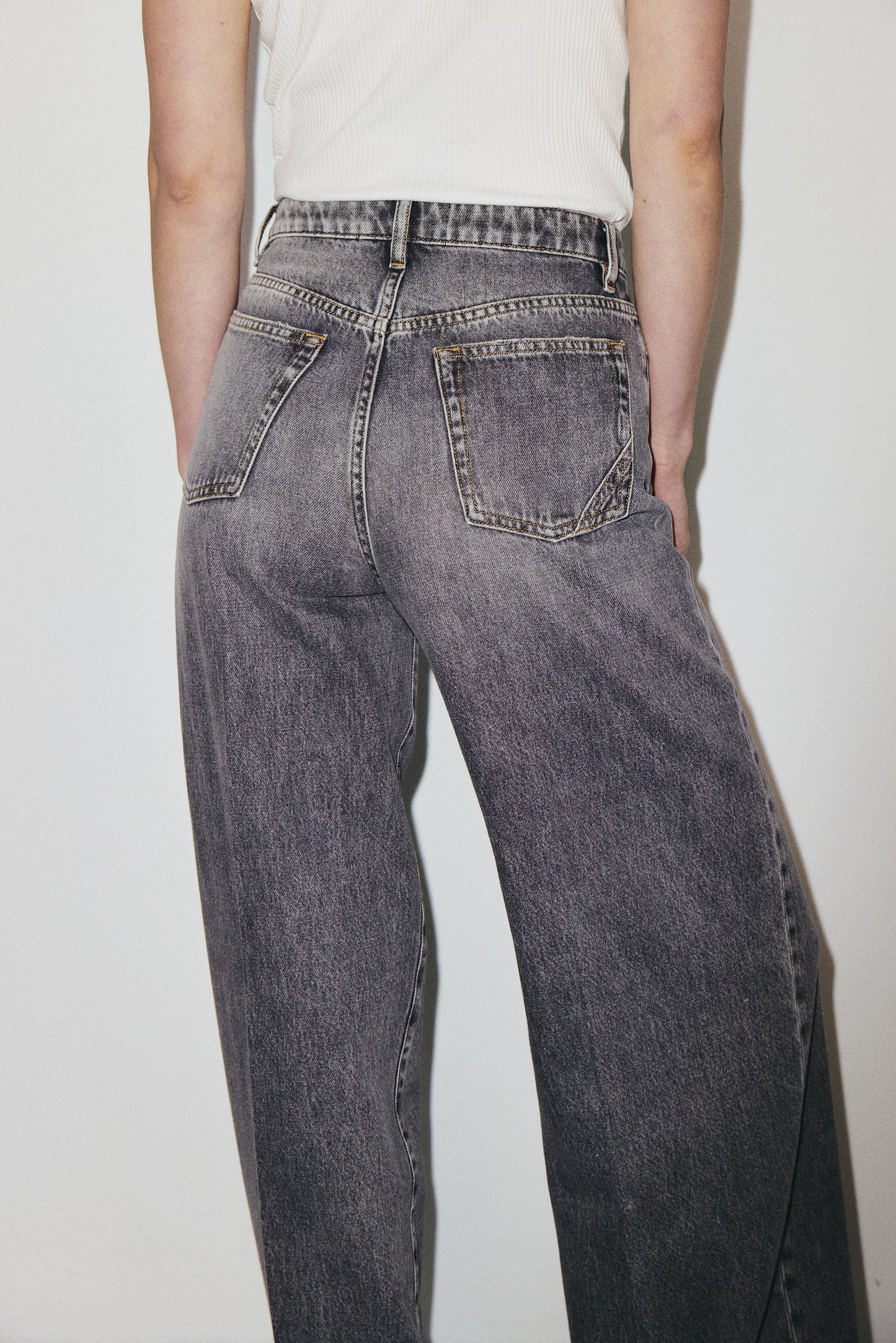 Flip Jean 3x1 NYC high-rise palazzo jeans in 10oz lightweight Italian denim, stone wash — photo 15