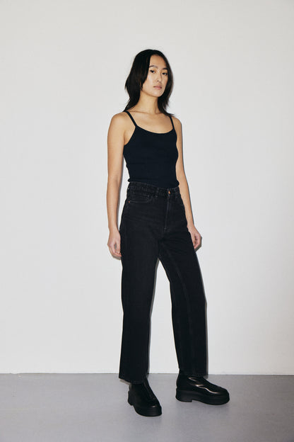 Aime 3x1 NYC high-rise cropped wide-leg jeans in regenerated rigid denim, vintage black — photo 11