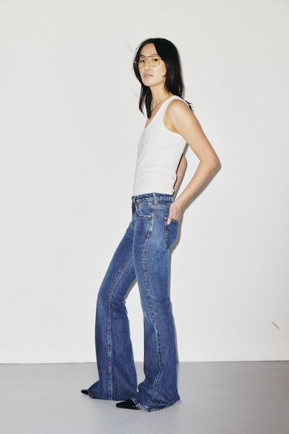 Joplin 3x1 NYC mid-rise flare jeans in cotton-Tencel blend, Martin blue wash — photo 3