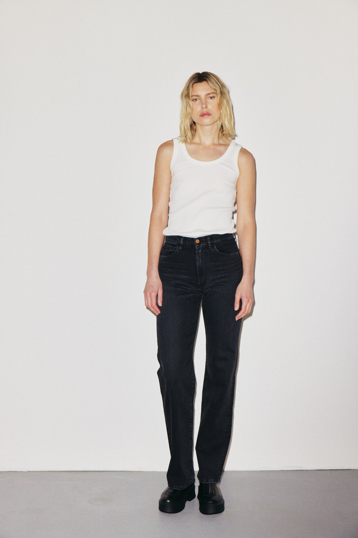 Kate 3x1 NYC high-rise straight-leg jeans, vintage black wash