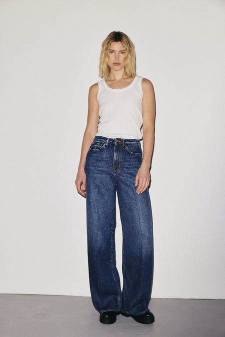Flip Jean 3x1 NYC high-rise palazzo jeans in Liquid Tencel, Martin blue wash