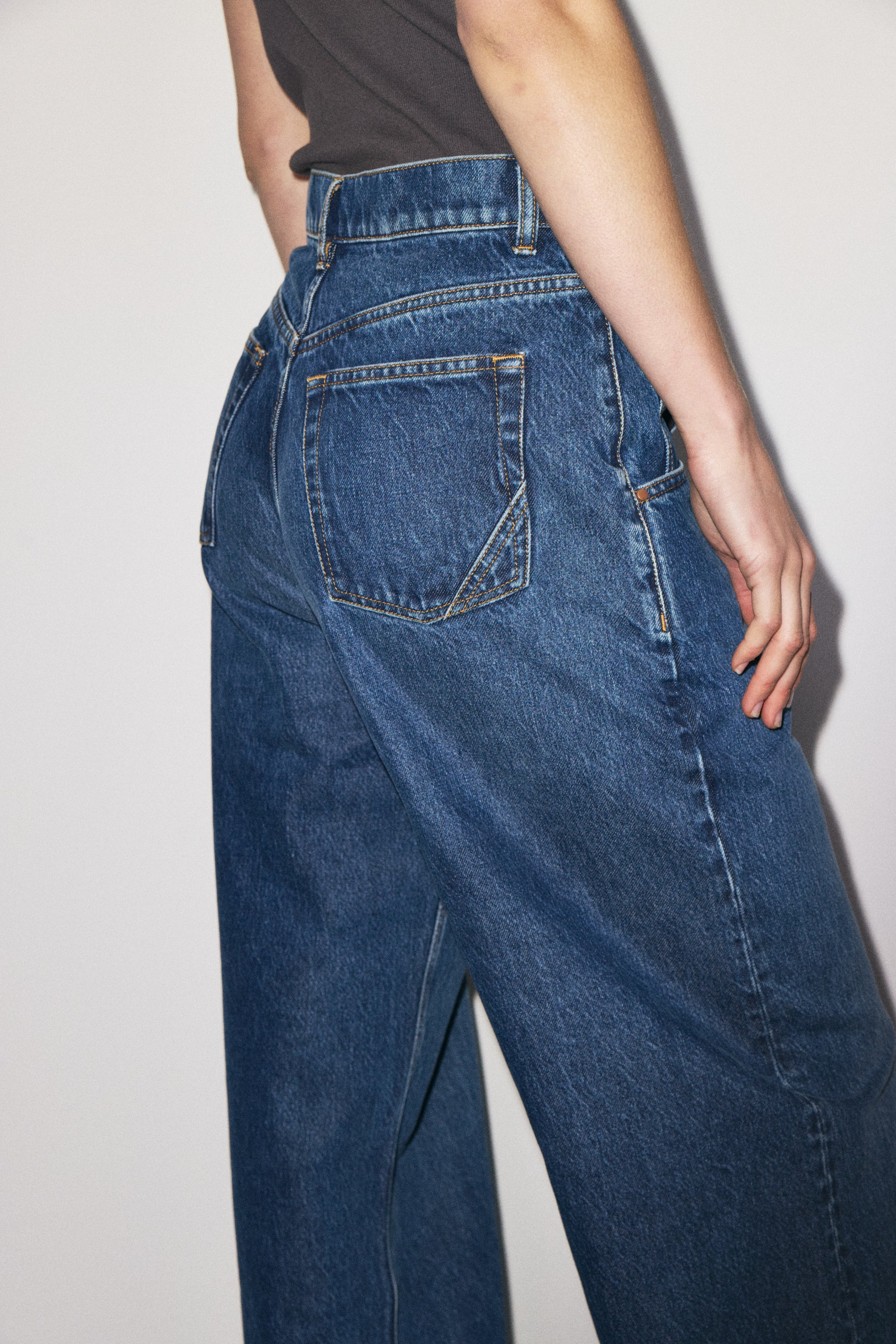 Skater Drop Pockets 3x1 NYC high-rise wide-leg jeans with scoop front pockets, Martin blue wash — photo 11
