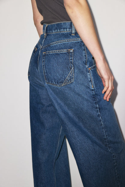 Skater Drop Pockets 3x1 NYC high-rise wide-leg jeans with scoop front pockets, Martin blue wash — photo 11