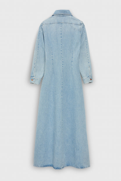 MARINA SLIM LONG DRESS | ARTIC BLUE