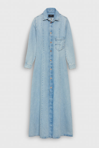 MARINA SLIM LONG DRESS | ARTIC BLUE