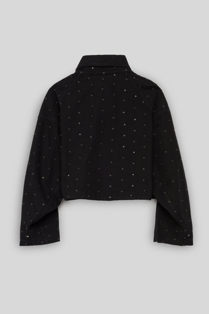 PARKA CROP | SOLID BLACK/STUDS